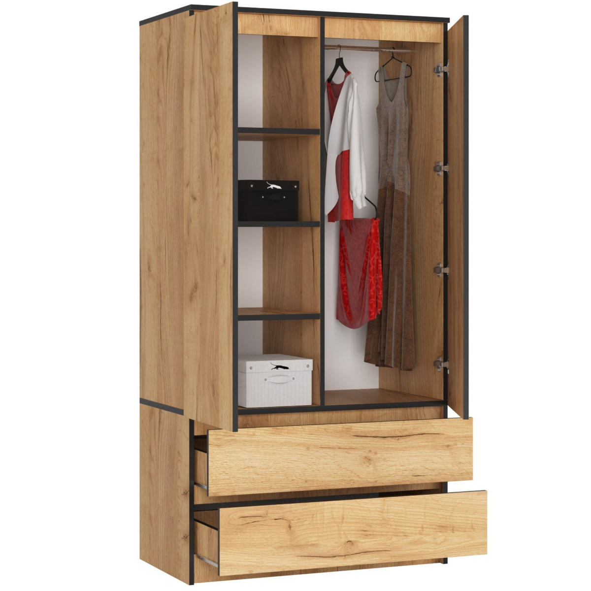 KLEIDERSCHRANK Eichefarben 180x51x90 cm - Eichefarben, Holzwerkstoff (180/180/51cm) - Akord