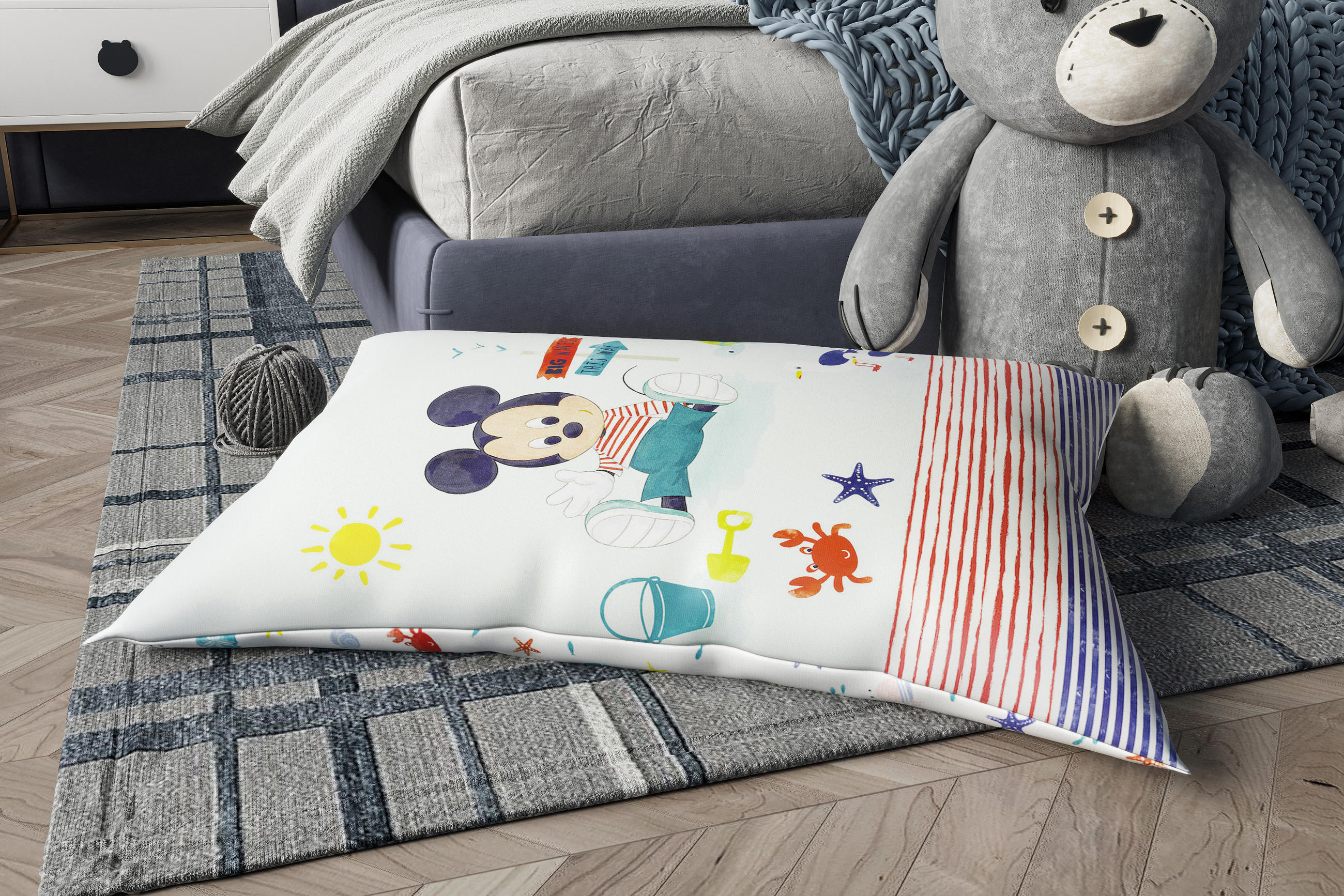 KINDER-SITZSACK - Mickey Mouse - Blau/Rot, Textil (100/25/135cm) - Green Bean
