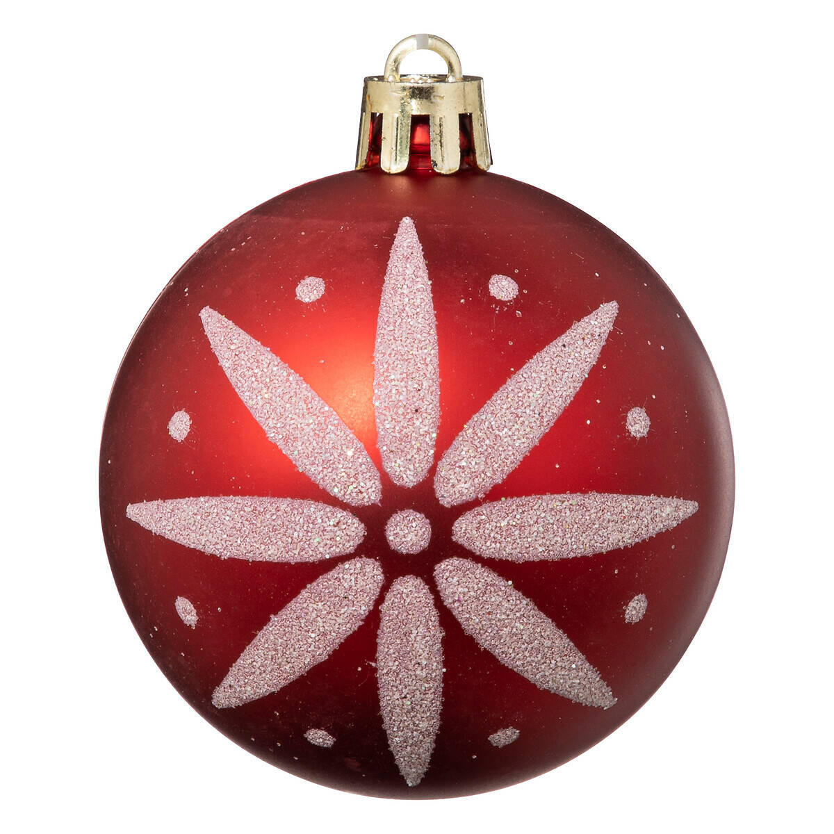 WEIHNACHTSKUGELN Glitzer-Muster Ø 6 cm - Rot/Weiß, Kunststoff (6/7.2/6cm) - Atmosphera Createur d´interieur