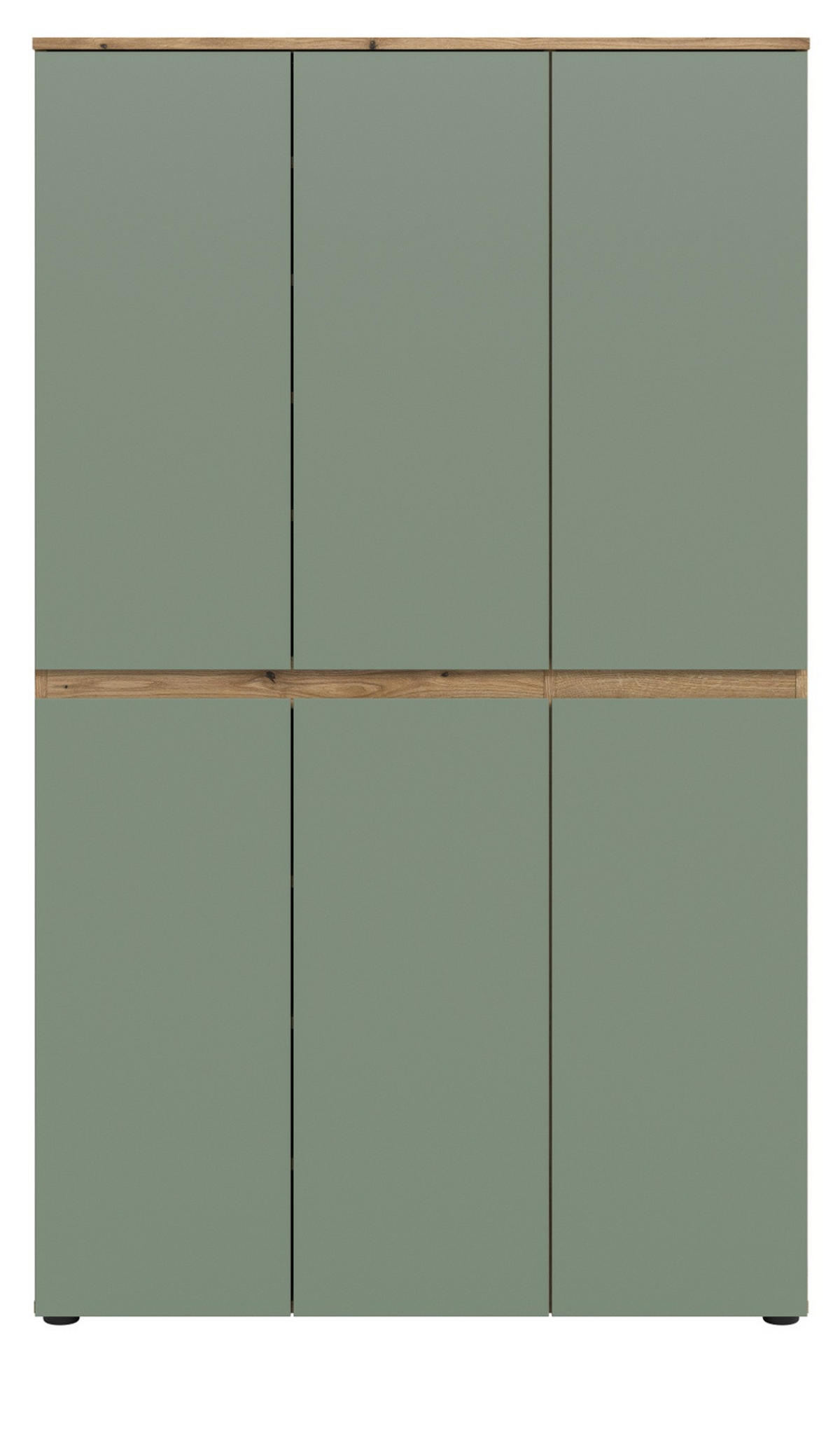 MEHRZWECKSCHRANK grün, Evoke Eiche 105 x 175 cm, Stauraumschrank 6-türig mit 18 Fächern - Eichefarben/Schwarz, Holzwerkstoff/Kunststoff (105/175/37cm) - Inn.Furn