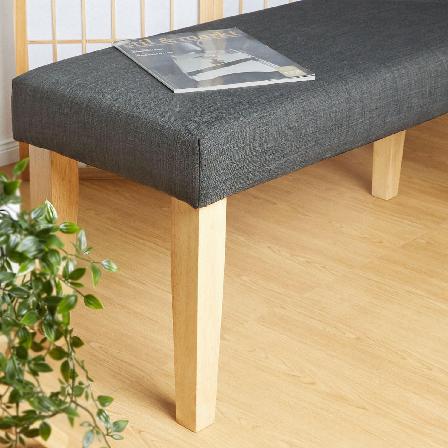 HOCKERBANK in Polyester 103/41/47 cm in Anthrazit - Braun, Textil (103/47/41cm) - Homestyle4u