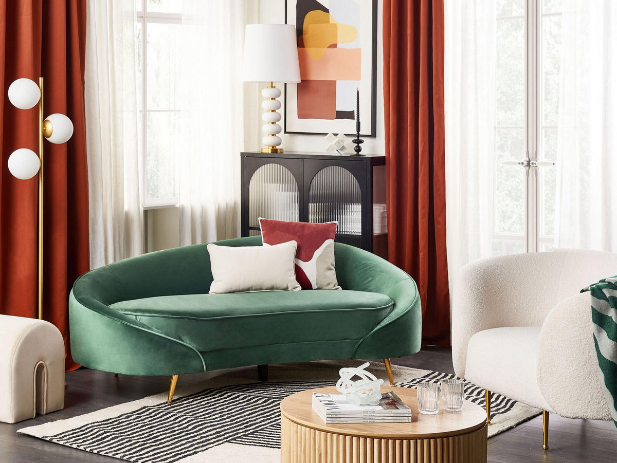3-SITZER-SOFA Samtstoff Smaragdgrün Savar - Hellgrün, Textil (183/69/84cm) - Beliani