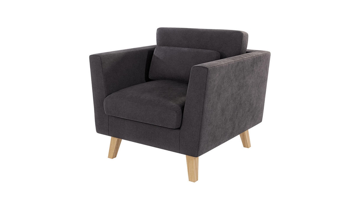 SESSEL Mario Graphit Microfaser - Graphitfarben/Naturfarben, Holz/Textil (96/90/89cm) - S-Style Möbel