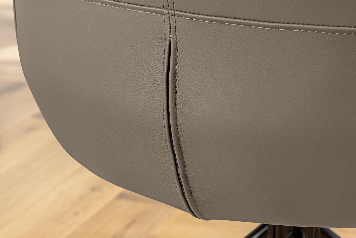 STUHL SIGNATUR Echtleder Taupe 85 cm - Taupe/Schwarz, Leder/Metall (64/85/65cm) - riess-ambiente