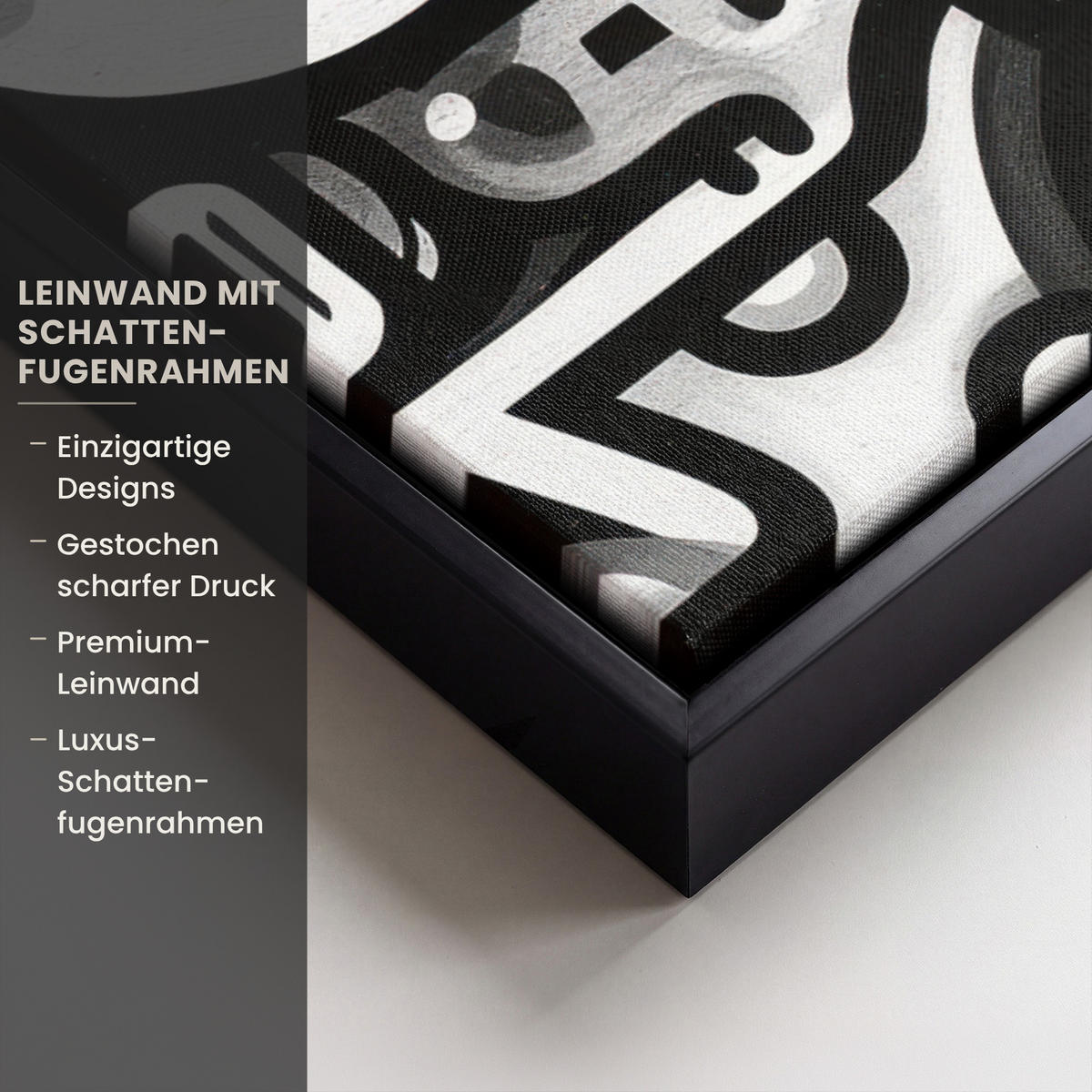 LEINWAND Bilder mit Rahmen - Symbole - Abstrakt - Grafik - Schwarz - 50x50 - Schwarz, Textil (50/50cm) - MuchoWow