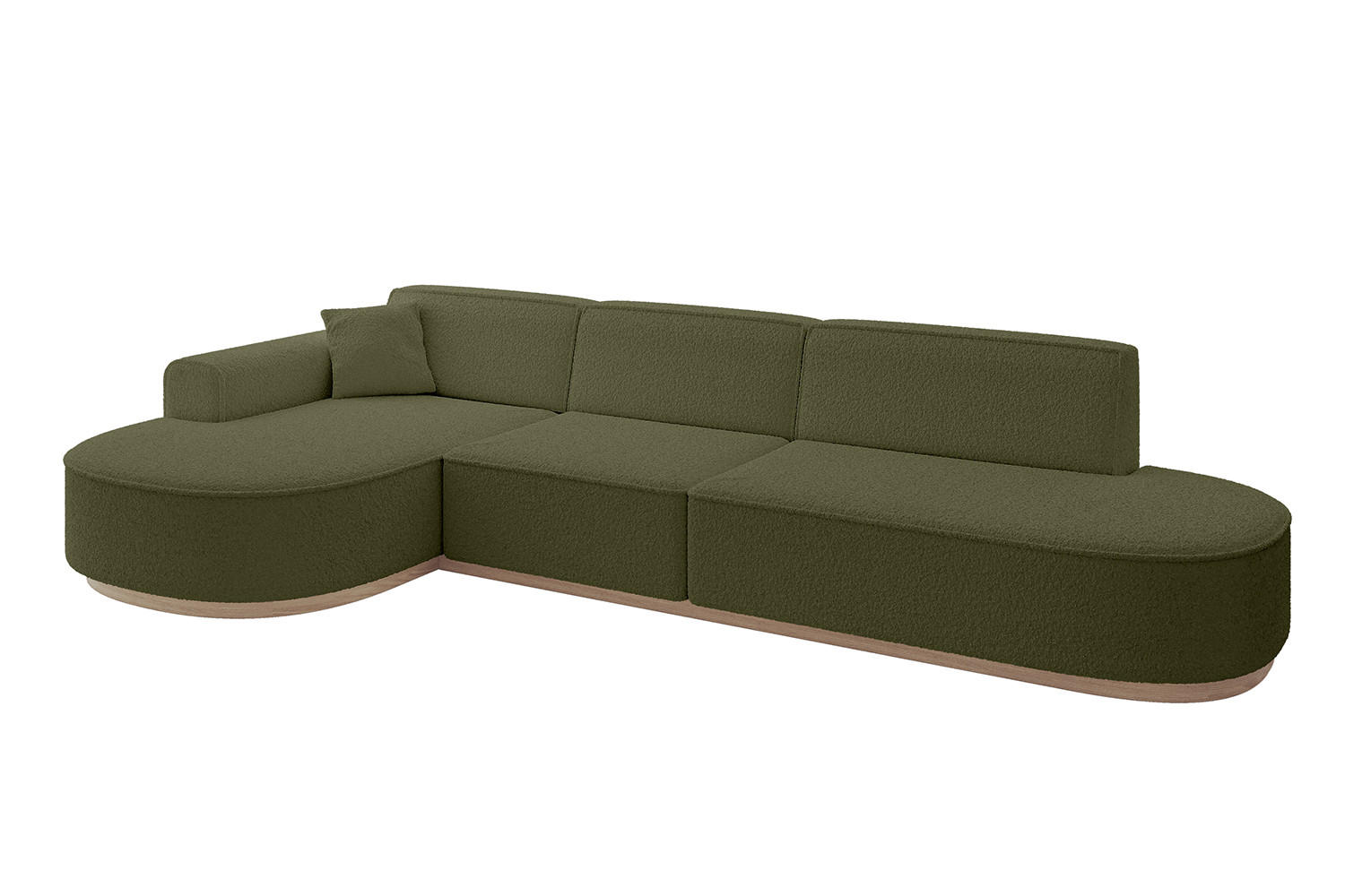 ECKSOFA Ottomane Links MARI-L2-v1 - 328x171x83 cm Grün Bouclé - Grün, Holzwerkstoff/Textil (328/171cm) - ALTDECOR