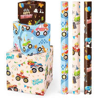 GESCHENKPAPIER 3 Rollen Monster Truck Motiv - Multicolor, Papier (43/43/43cm)