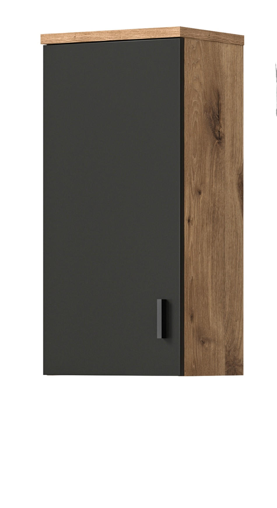 HÄNGESCHRANK grau matt, Eiche 37 cm, Badschrank mit Soft-Close - Eichefarben/Schwarz, Holzwerkstoff/Kunststoff (37/75/25cm) - Inn.Furn