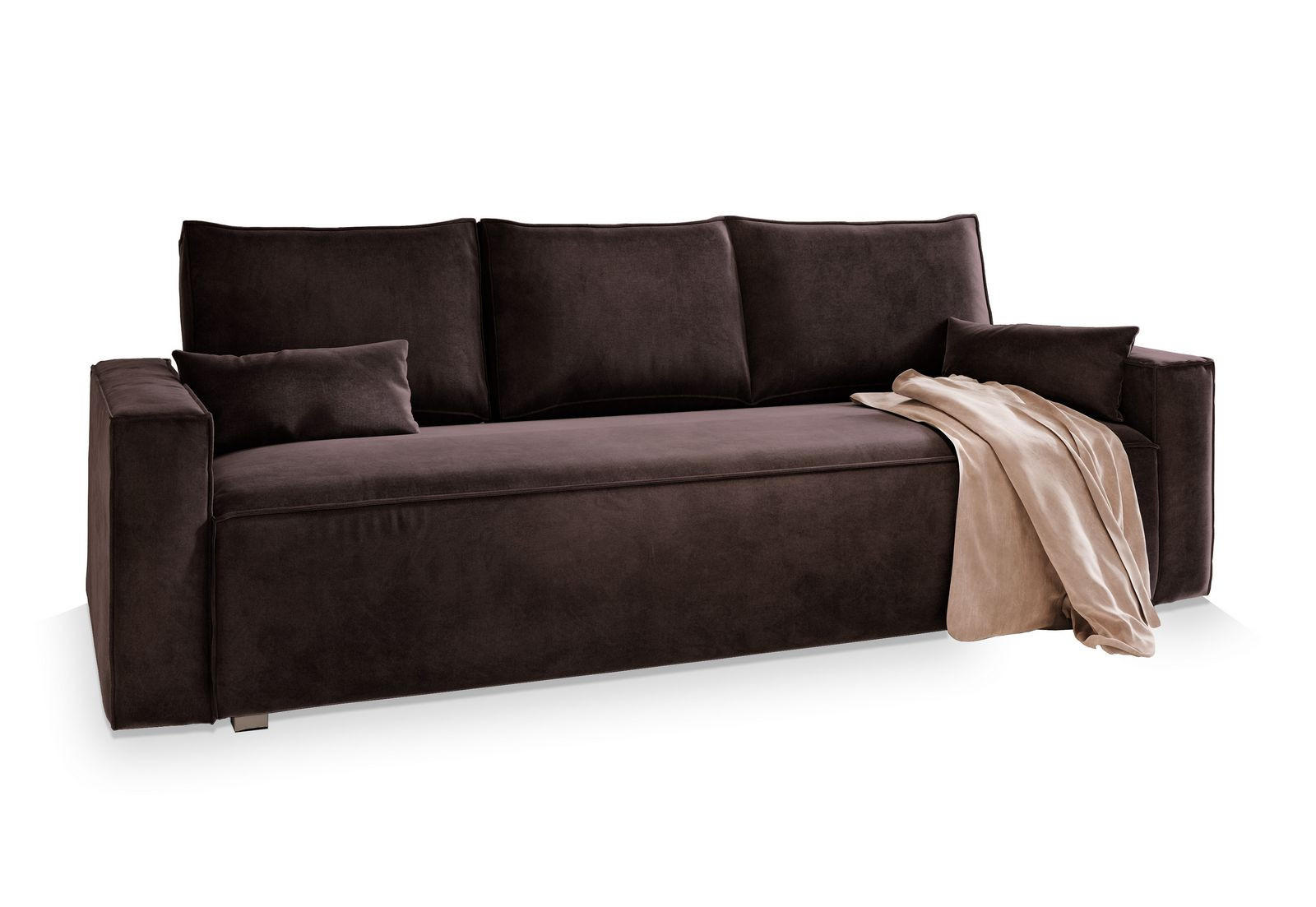 BETTSOFA ALATRI Braun Velours-Stoff mit Schlaffunktion - Braun, Textil (230/85/87cm) - MASSENO