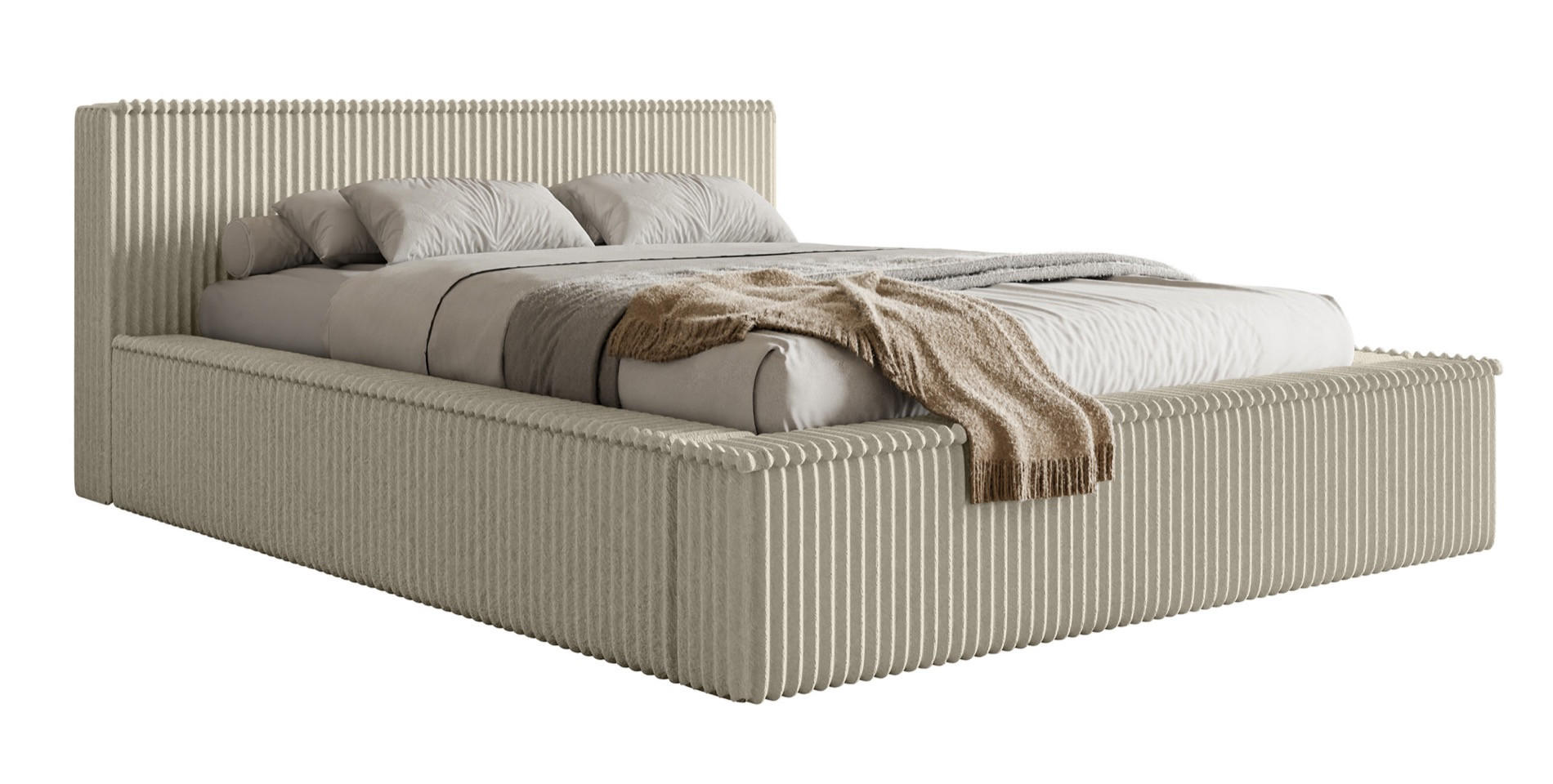 POLSTERBETT AFFOLIO Hellbeige 160x200 cm - Ecru/Schwarz, Kunststoff/Textil (160/200cm) - Selsey