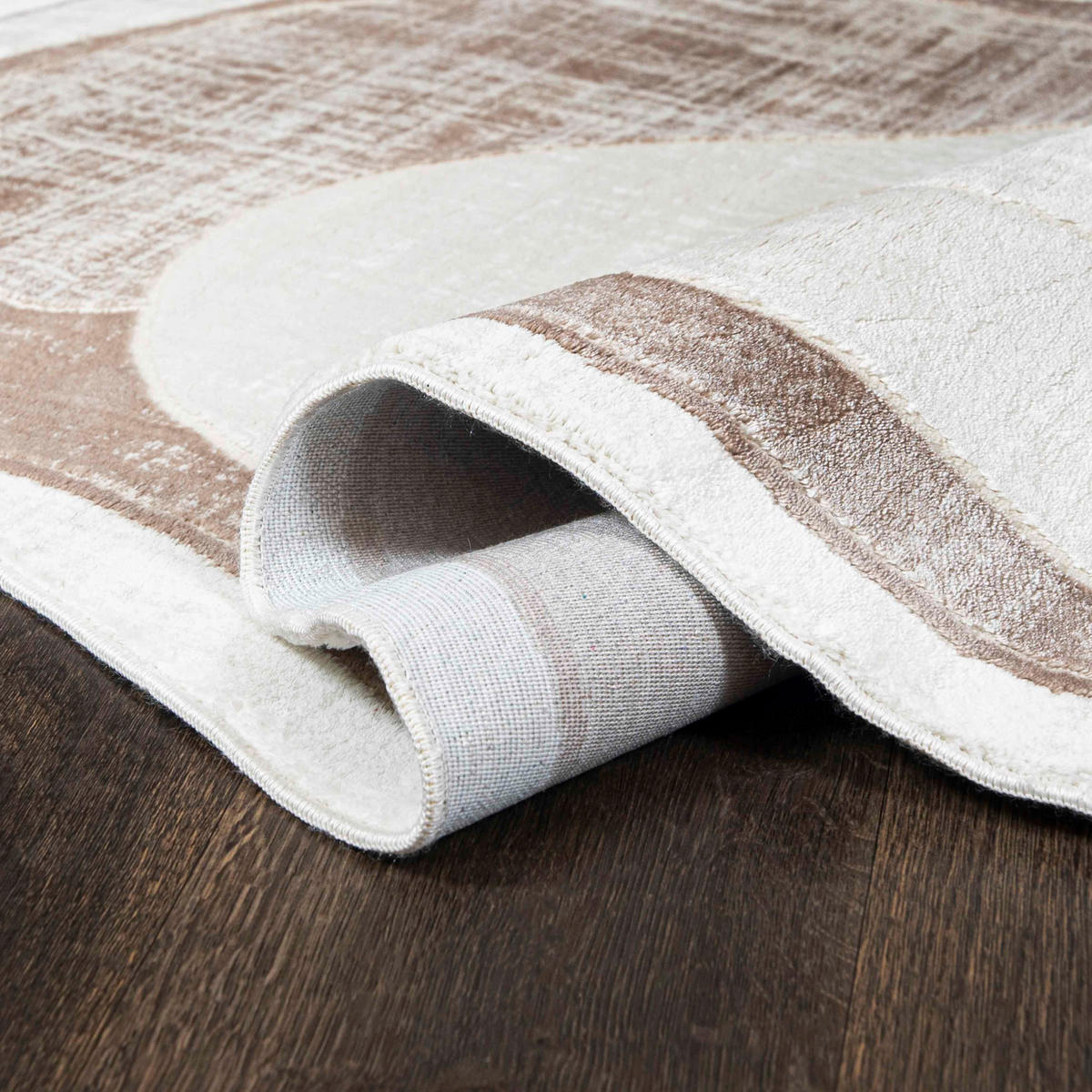 TEPPICH Beige Abstrakt - Kurzflor Unregelmäßig Unregelmäßige Form - Weiß Ecru Creme - 160 x 220 cm - Creme, Textil (160/220cm) - Mazovia