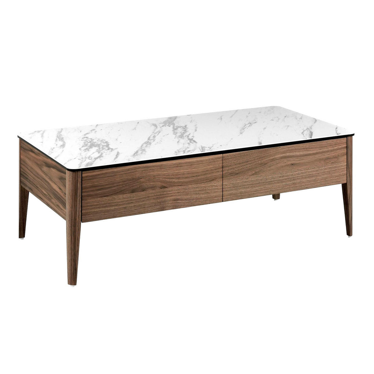 COUCHTISCH Rechteckiger Couchtisch aus Porzellanmarmor und Nussbaumholz 120/60/40 cm - Nussbaumfarben/Walnussfarben, Holz/Holzwerkstoff (60/120/40cm) - ANGEL CERDA