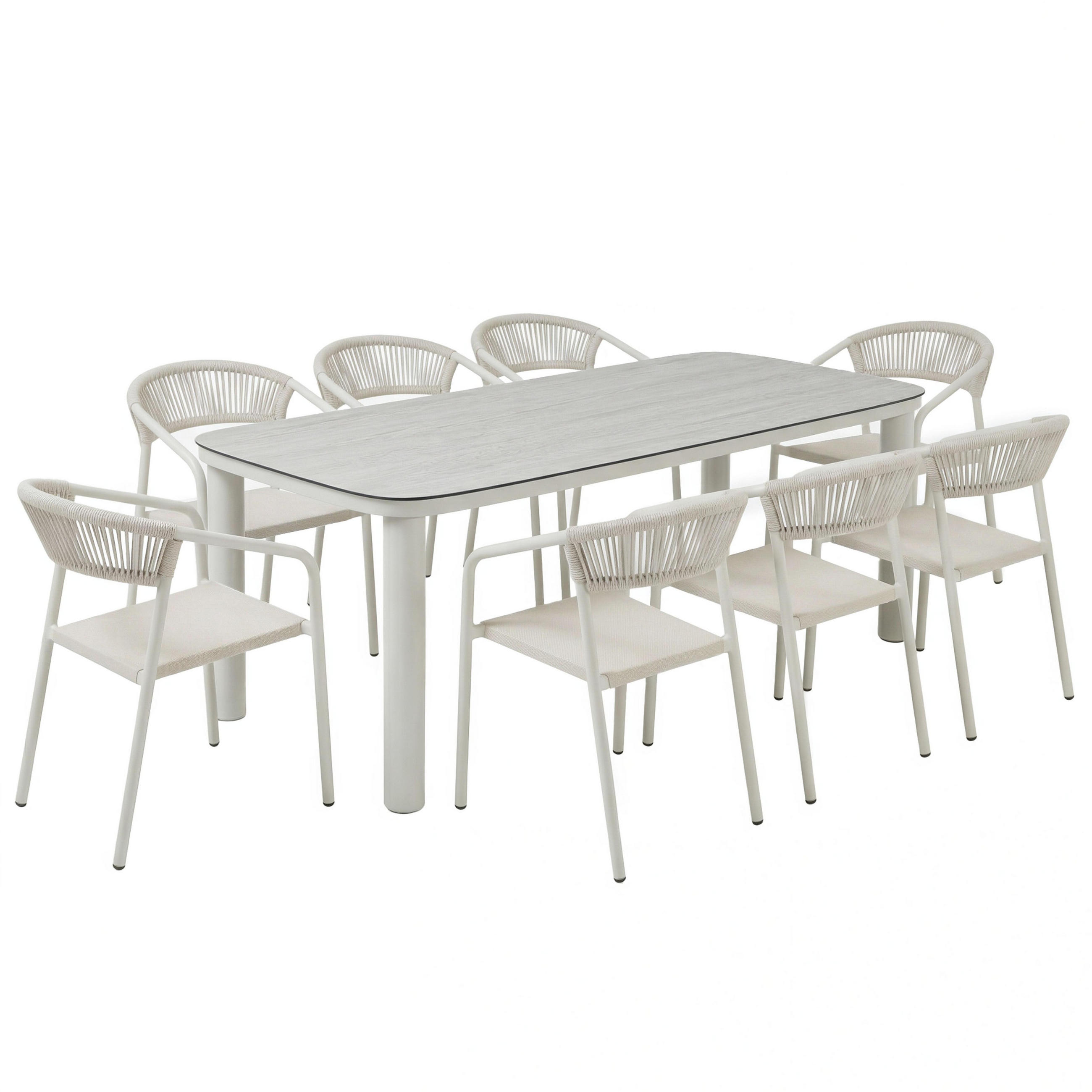 GARTENSET 9-tlg., Beige - Beige, Metall - Oviala