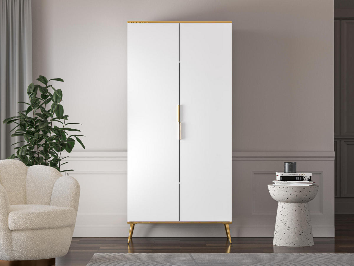 KLEIDERSCHRANK VITERBO Weiß 92x53x195 cm - Weiß, Holzwerkstoff (92/195/53cm) - FURNLUX