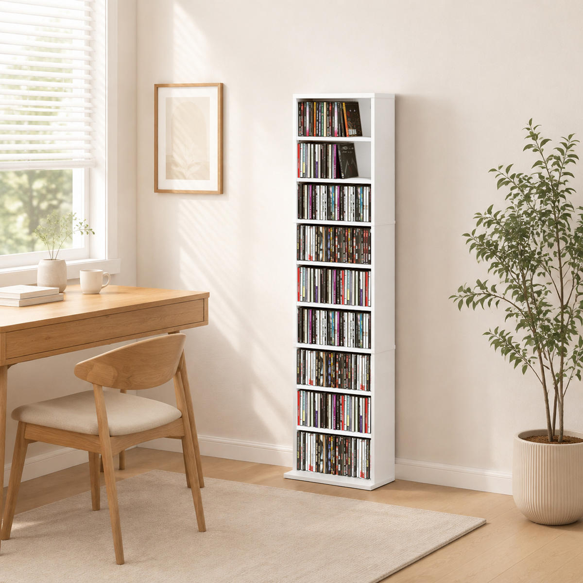 MEDIENSCHRANK Spanplatte Weiß - Weiß, Holzwerkstoff (24/140/33cm) - HOMCOM