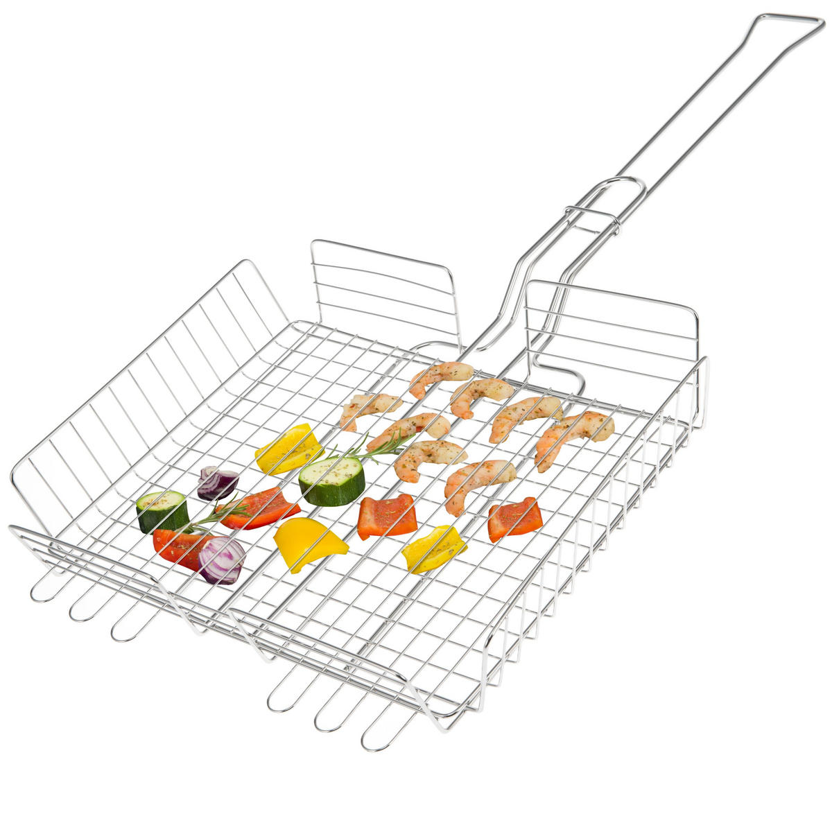 GRILLKORB, silber, Edelstahl - Edelstahlfarben, Metall (61/32.5/6.5cm) - bremermann