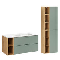 BADMÖBEL 101cm Oria 2er-Set Grün - Grün, Holzwerkstoff (101/50/46cm) - Petits-meubles