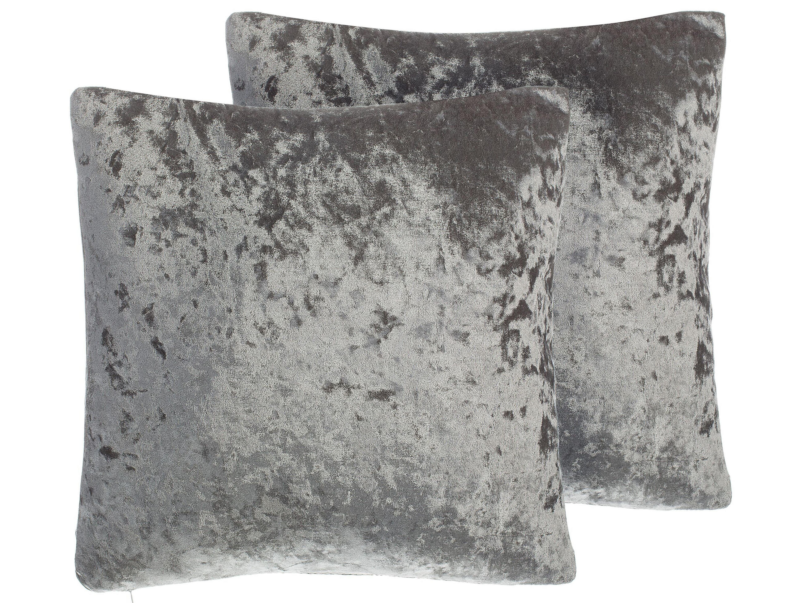 DEKOKISSEN 2er-Set Grau 45/45 cm Hosta - Grau, Textil (45/45cm) - Beliani