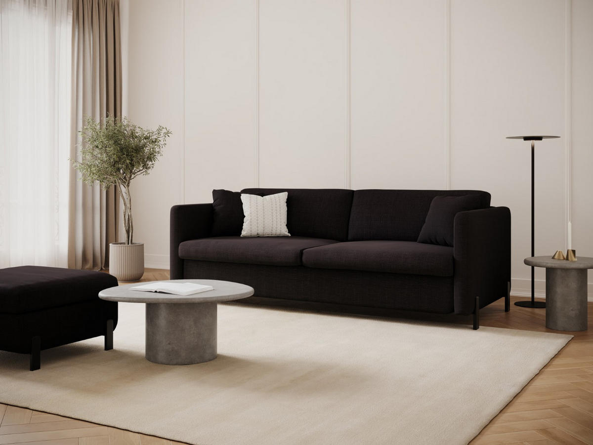SOFA ausklappbar Gloria aus strukturiertem Stoff dunkelgrau 3 Sitzplätze - Dunkelgrau, Textil (102/80/202cm) - Micadoni