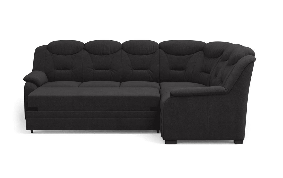ECKSOFA mit Schlaffunktion und Bettkasten – weiches Chenille-Gewebe - Schwarz Hochglanz/Anthrazit, Holz/Kunststoff (211/263cm) - Cotta