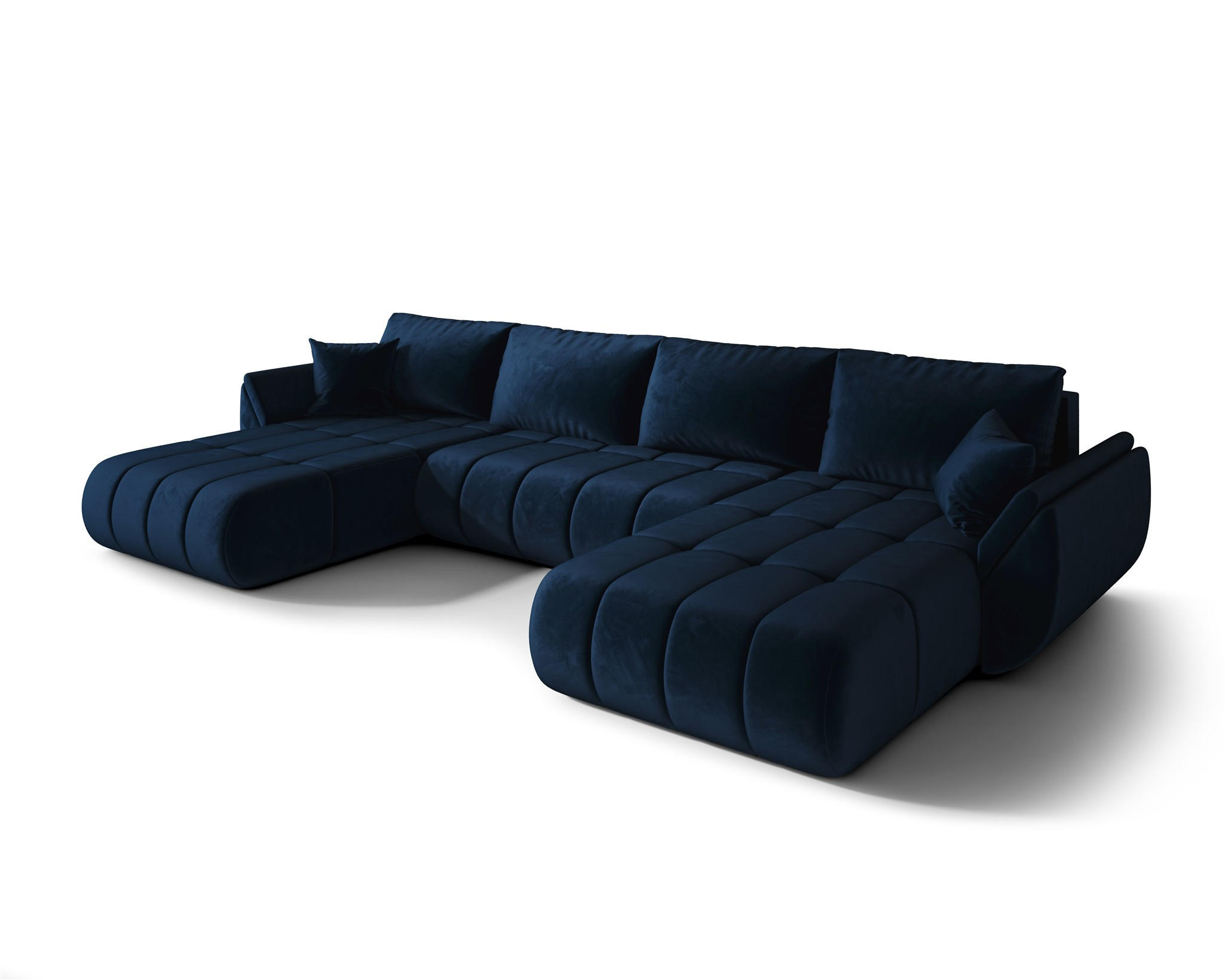 WOHNLANDSCHAFT Misato In Monolith - Dunkelblau, Holzwerkstoff/Textil (384/85/175cm) - Fun Möbel