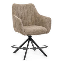 STUHL PIANO drehbar gepolsterter mit Steppung - beige - Boucle - Beige/Schwarz, Textil/Metall (59/88/61cm) - NEW HOME