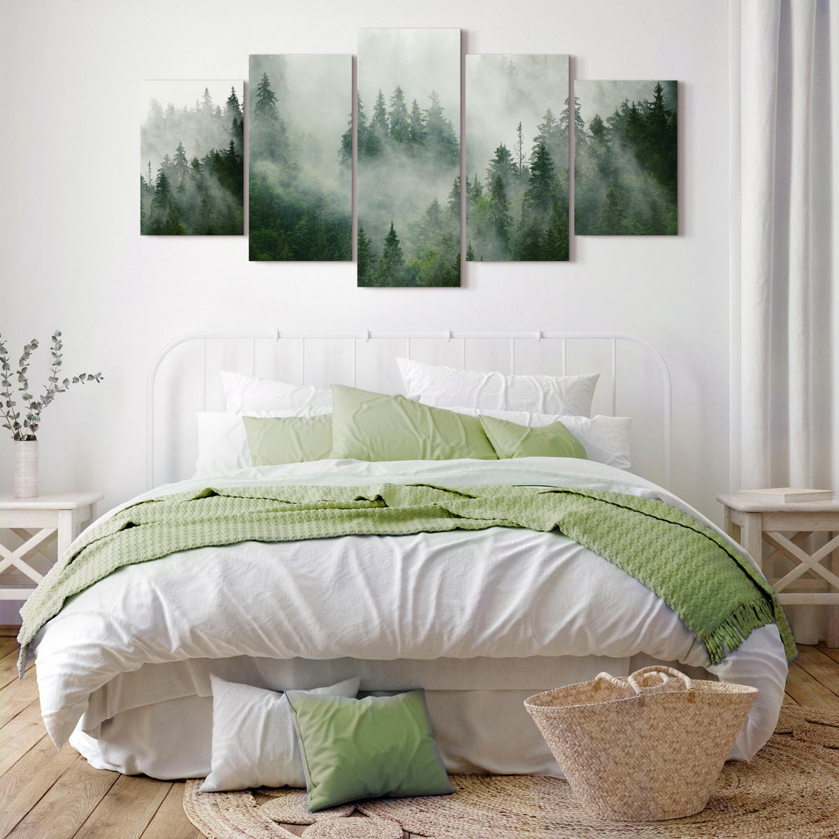 LEINWANDBILD Wald 5-tlg. 150x75 cm - Multicolor, Holz (150/75cm) - LUMASOUL