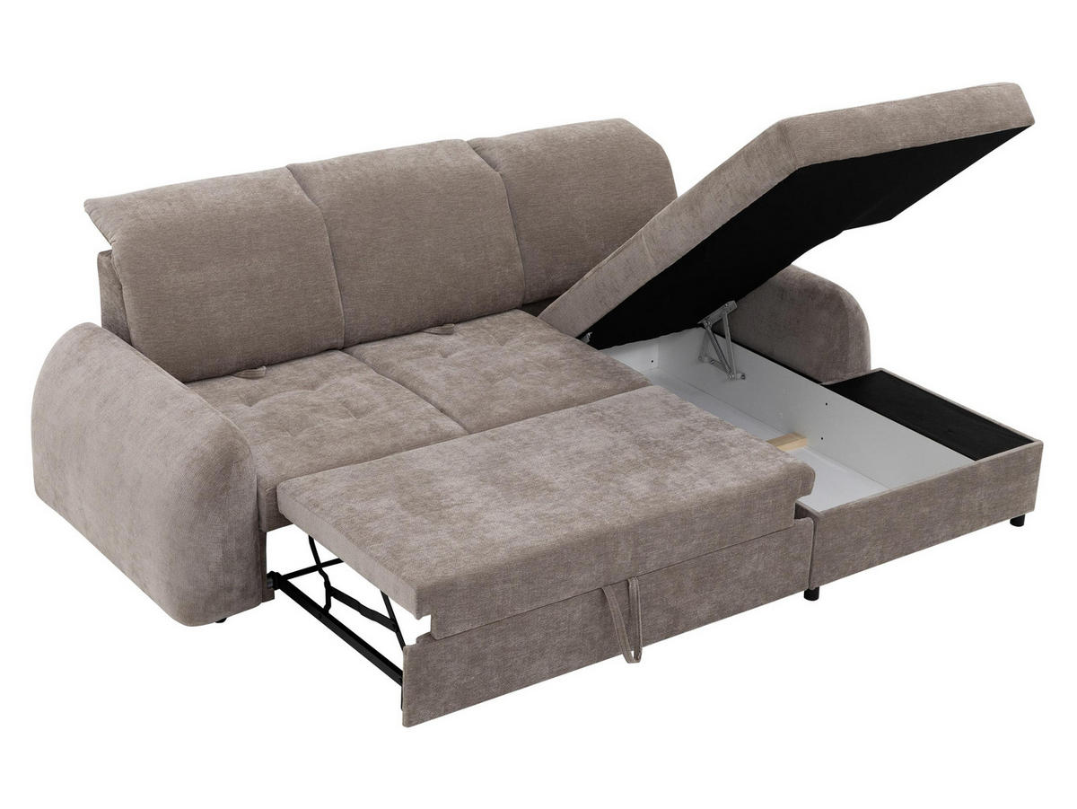 ECKSCHLAFSOFA Soreno, Seite: Links - Dunkelbraun/Schwarz, Holz/Kunststoff (255/176cm) - MIRJAN24
