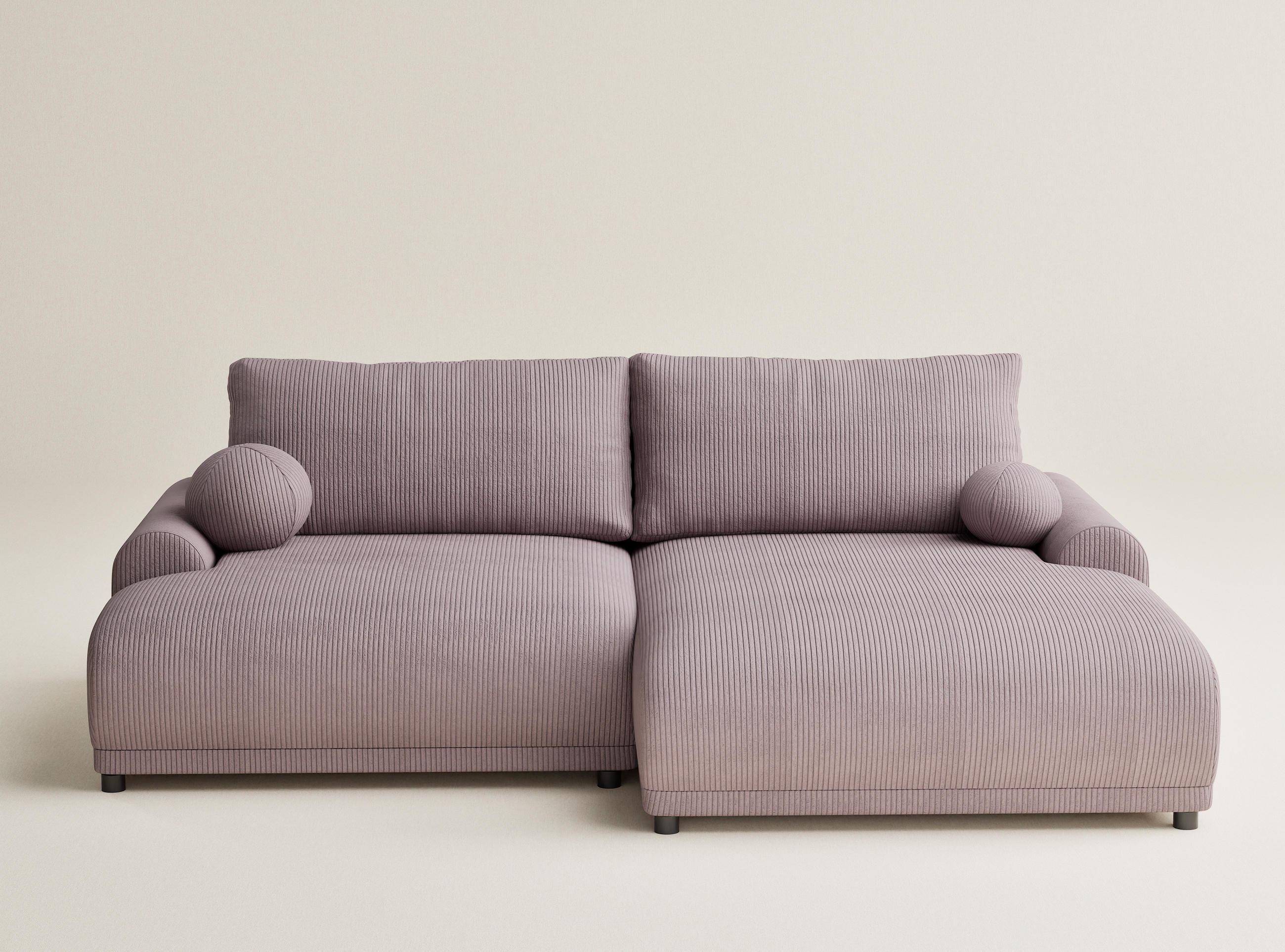 ECKSOFA MIT SCHLAFFUNKTION Tallin Lila Samtstoff - Flieder/Schwarz, Holz/Holzwerkstoff (240/145cm) - Maison de Reve