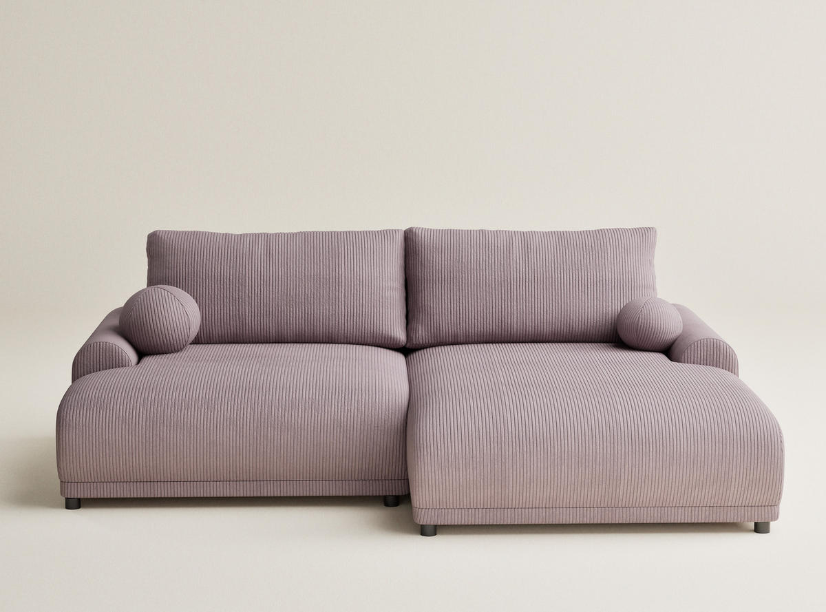 ECKSOFA MIT SCHLAFFUNKTION Tallin Lila Samtstoff - Flieder/Schwarz, Holz/Holzwerkstoff (240/145cm) - Maison de Reve