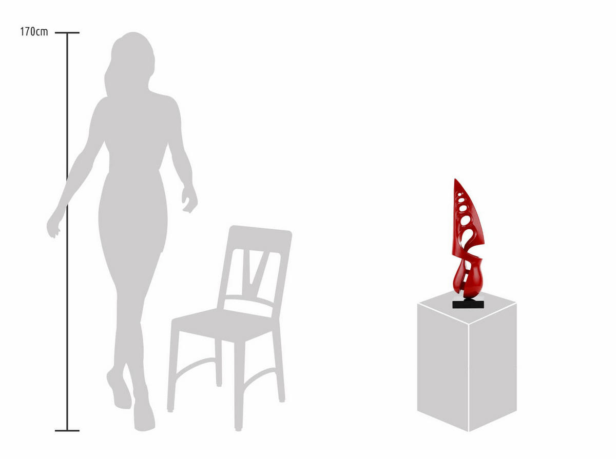 SKULPTUR Rot 15/56 cm - Rot, Stein (3/56/15cm) - KUNSTLOFT