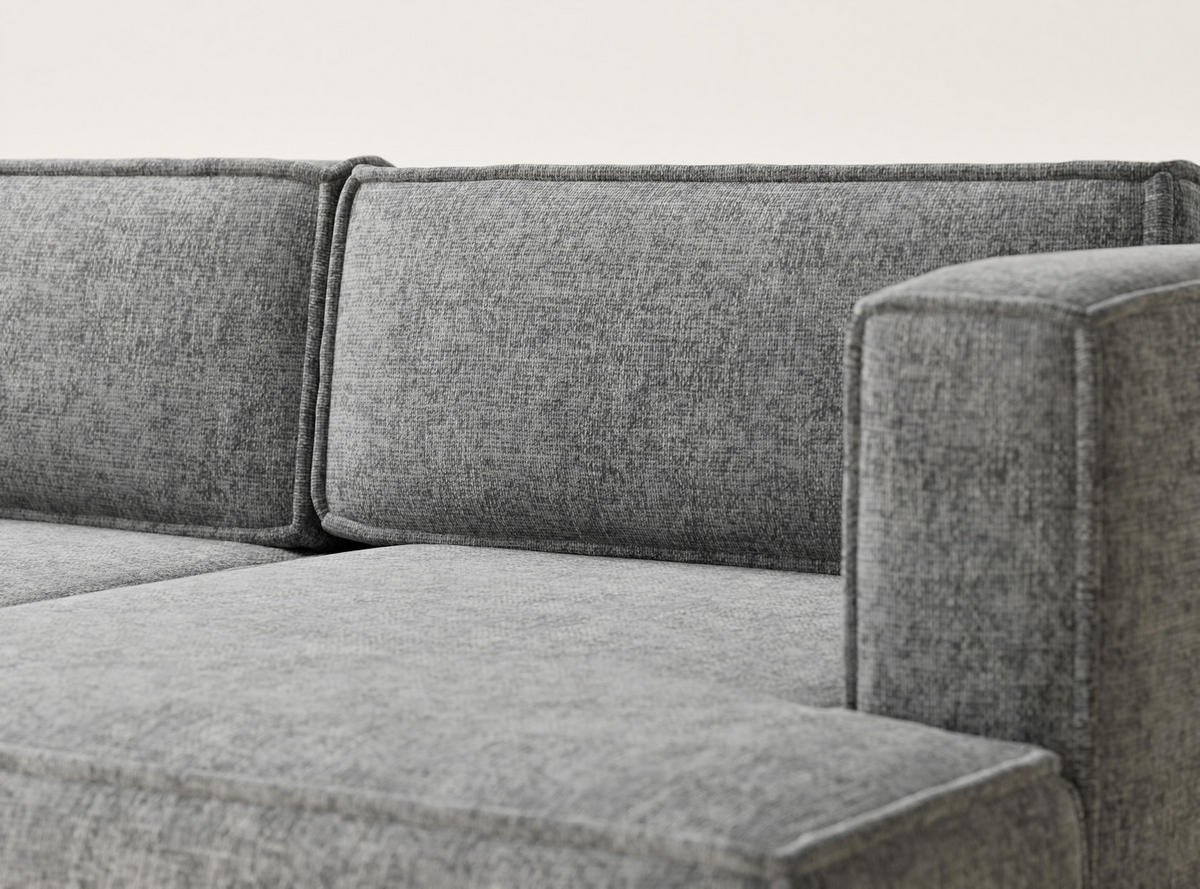 ECKSOFA MIT SCHLAFFUNKTION Velto Grau Chenille-Stoff - Schwarz/Grau, Holz/Holzwerkstoff (250/152cm) - Maison de Reve