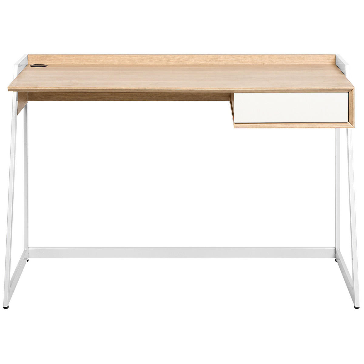 SCHREIBTISCH weiß/heller Holzfarbton 120/60/82 cm Quito - Weiß, Holzwerkstoff (60/120/82cm) - Beliani