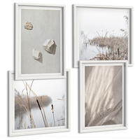 BILDER SET 4er Set - 50x50 cm & 40x60 cm Weißer Rahmen - Nahaufnahmen der Struktur im Boho-Stil - Weiß, Kunststoff (50/50cm) - TULUP