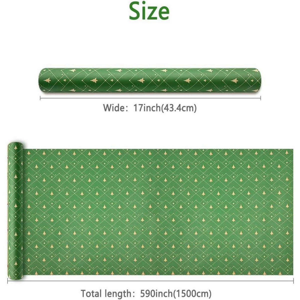 GESCHENKPAPIERROLLE Weihnachtsbaum 43 cm x 15 m - Grün, Papier (43/0.1/1500cm)