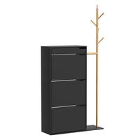 SCHUHSCHRANK Ivo Schwarz 90 x 181.5 cm mit 3 Fächern, 1 Schublade - Schwarz, Holzwerkstoff (90/181.5/30cm) - Vicco