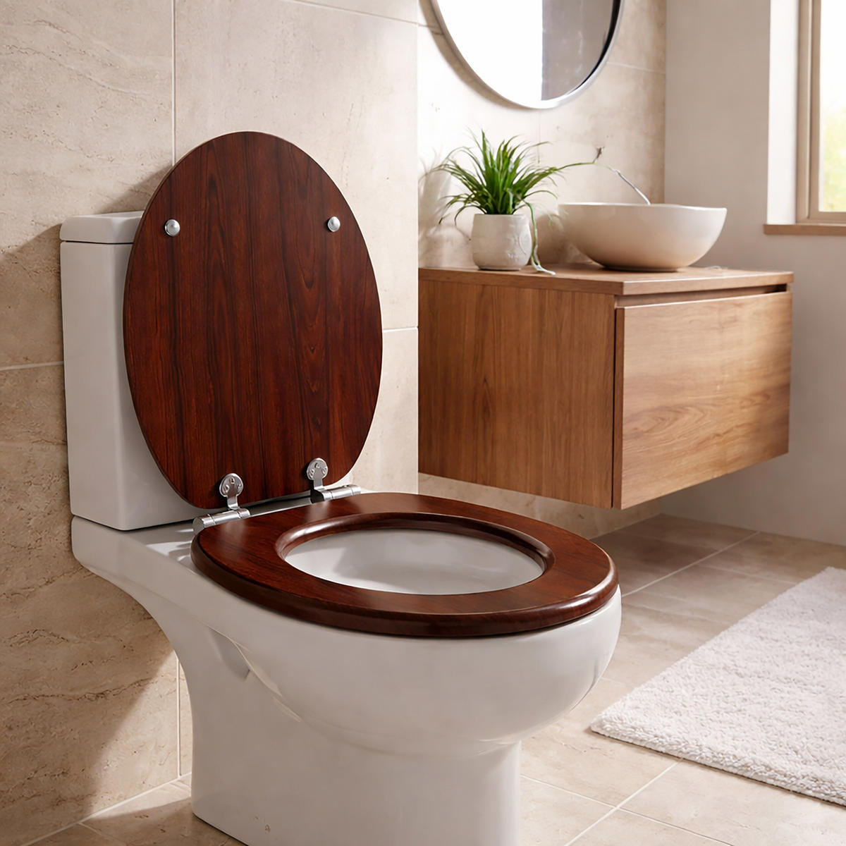 TOILETTENDECKEL - Braun, Holzwerkstoff/Kunststoff (37.5/5.5/43.5cm) - Relaxdays