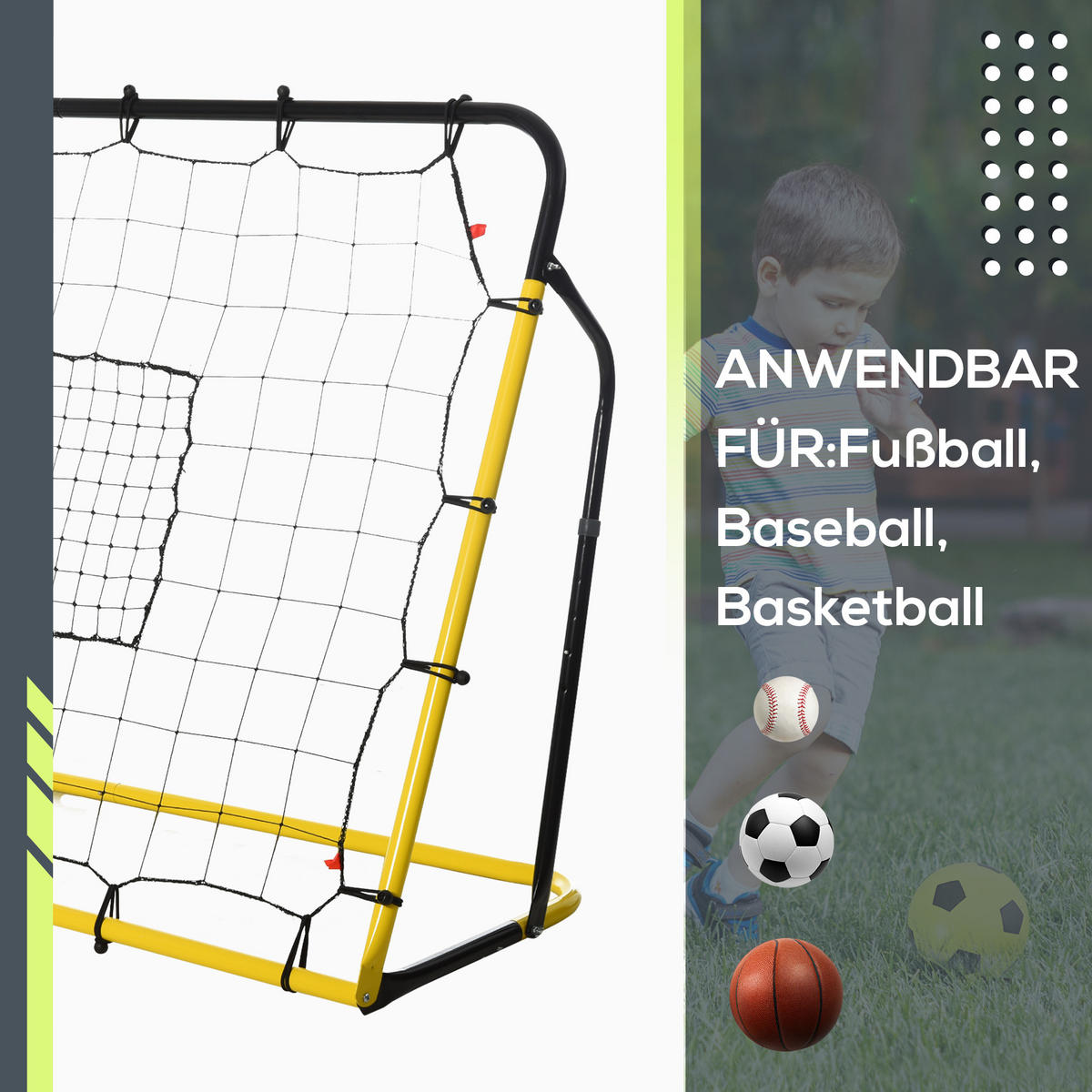 FUSSBALLTOR, Stahl, Gelb/Schwarz, 184 x 63 x 123 cm - Gelb/Schwarz, Metall (63/184cm) - HOMCOM