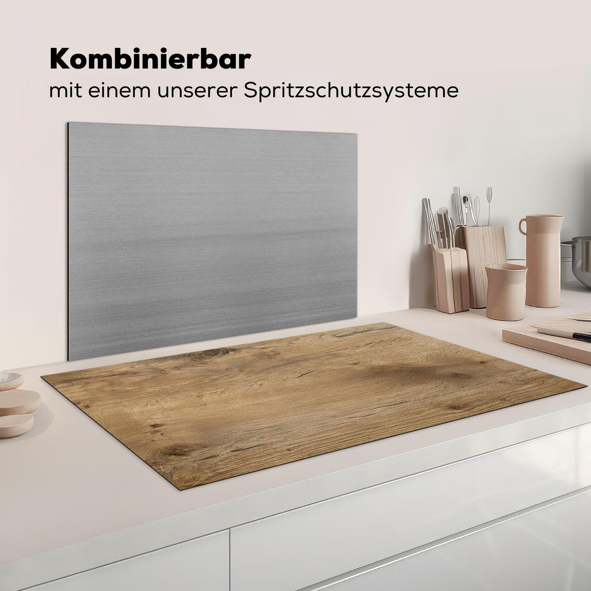 KRYT NA INDUKČNÍ DESKU Dřevo - hnědé - vzhled dřeva 91.2x52 cm - barva dubu, plast (91.2/52/0.2cm) - MuchoWow