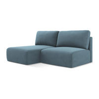 ECKSOFA mit Schlaffunktion links Strukturstoff Stoff Blau - Blau/Schwarz, Kunststoff/Textil (149/210cm) - Makamii