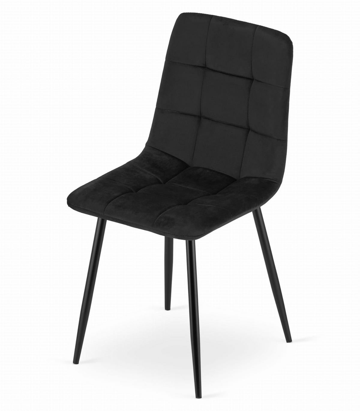 STUHL CETARA 1 Stück, Schwarz, mit Samtstoff gepolstert - Schwarz, Textil/Metall (45/87/51cm) - Komodee