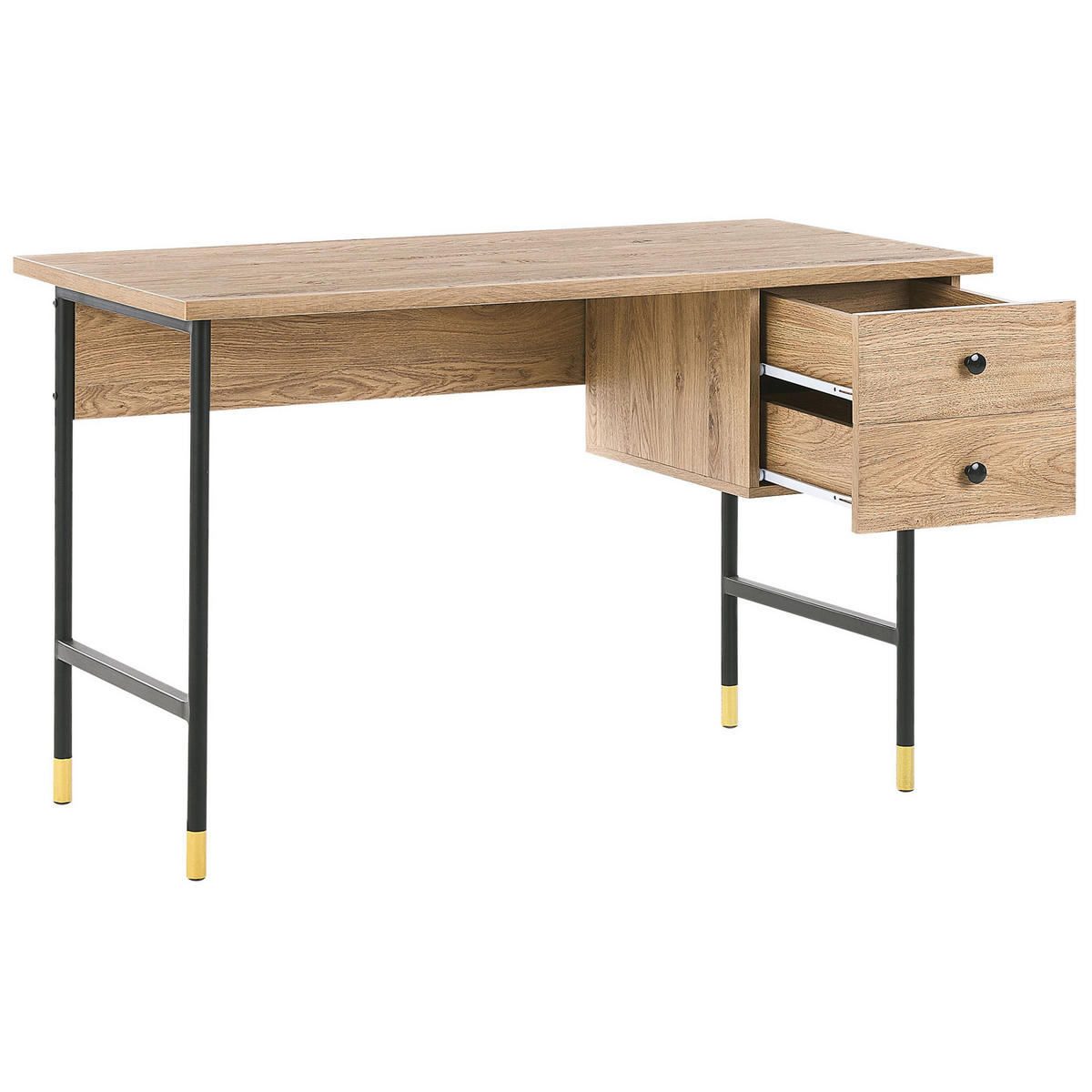 SCHREIBTISCH schwarz/heller Holzfarbton 120/60/77 cm Abilen - Hellgrau, Holzwerkstoff (60/120/77cm) - Beliani