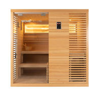 TRADITIONELLE Sauna NEOLA - 200 x 160 cm für 5 Personen - Naturfarben, Holz (200/200/160cm) - Home Deluxe