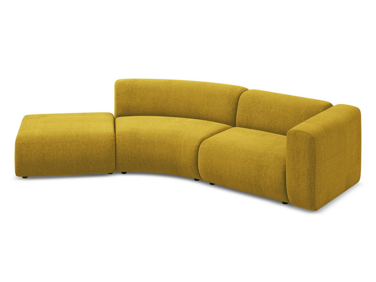 4-SITZER-SOFA Chenille Stoff Gelb - Currygelb/Gelb, Kunststoff/Textil (335/70/166cm) - Makamii