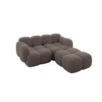 ECKSOFA modulares Sofa Rechts Miko-L1 214x205x75 Braun Bouclé - Dunkelbraun/Schwarz, Holzwerkstoff/Kunststoff (214/205cm) - ALTDECOR