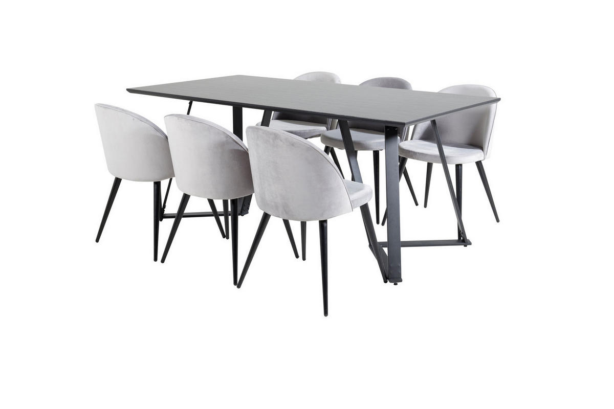 TISCHGRUPPE Hellgrau - Hellgrau, Holzwerkstoff (90/75/180cm) - ebuy24