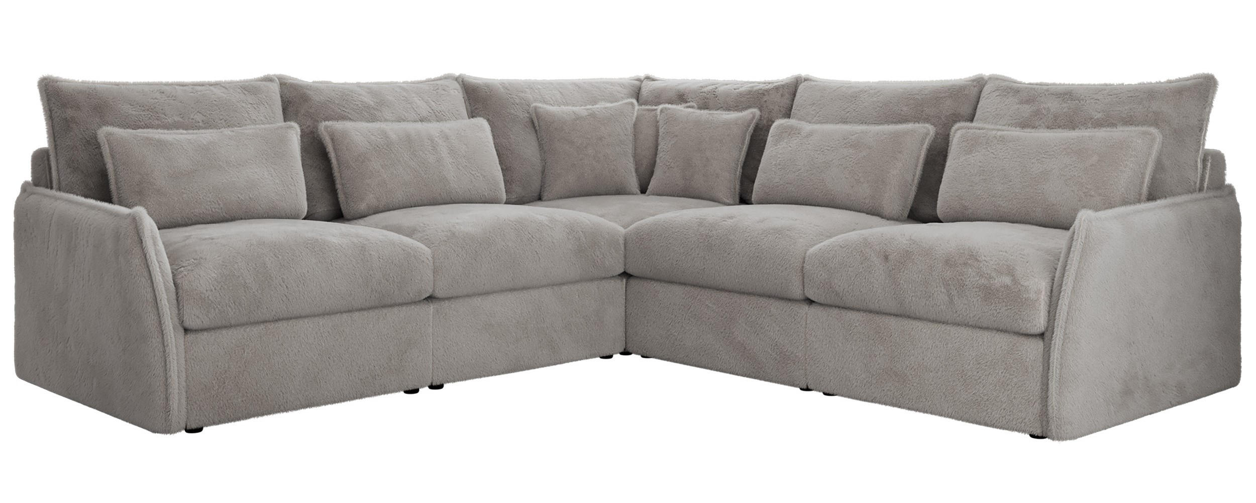 ECKSOFA VERSO L Hellgrau Plüsch - Hellgrau/Schwarz, Kunststoff/Textil (270/270cm) - MKS