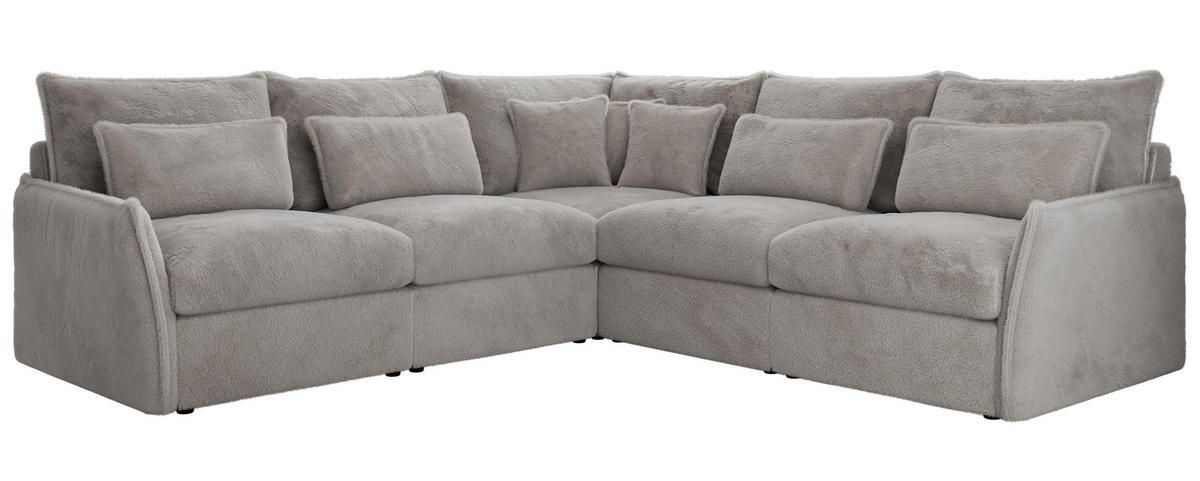 ECKSOFA VERSO L Hellgrau Plüsch - Hellgrau/Schwarz, Kunststoff/Textil (270/270cm) - MKS