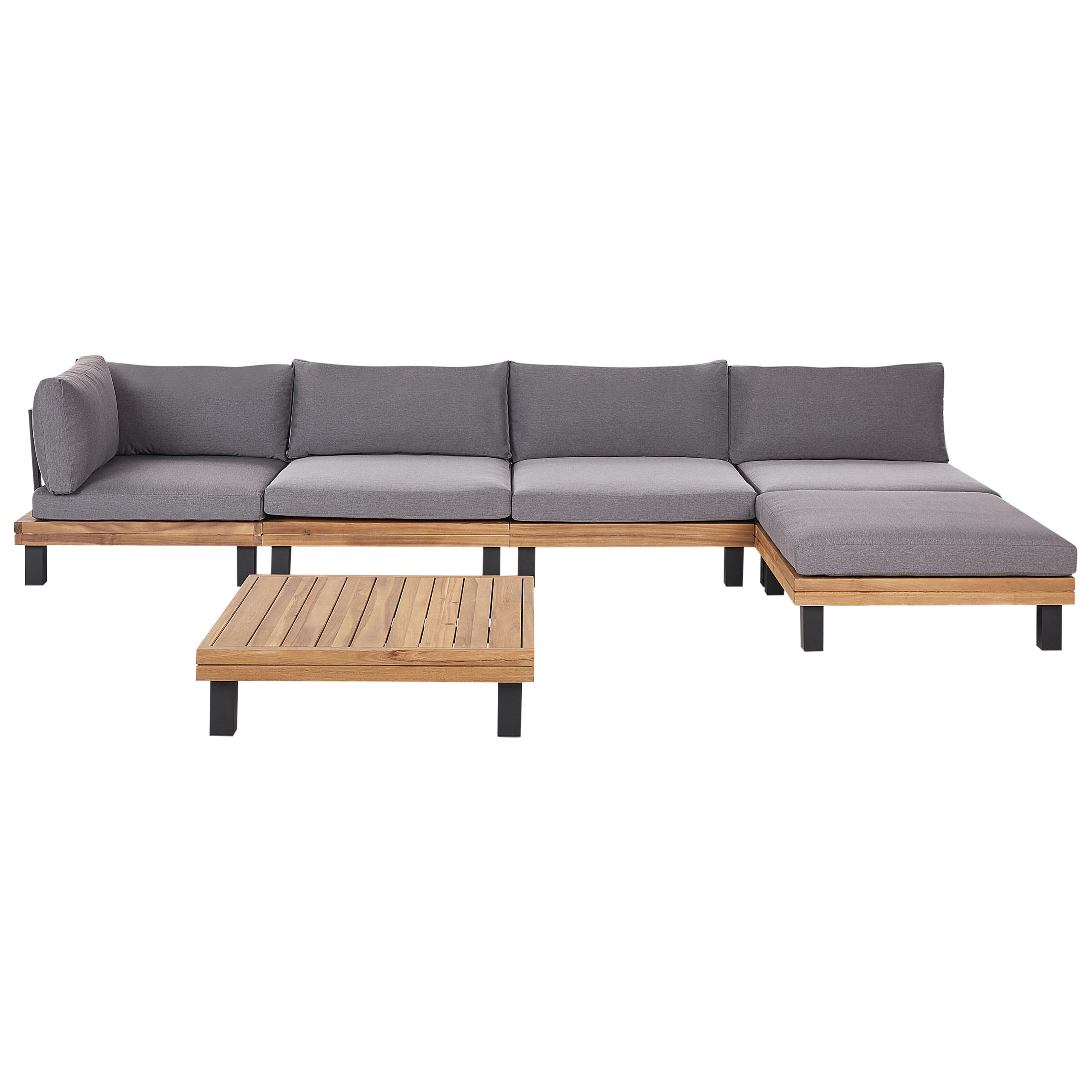 LOUNGE-SET 5-Sitzer Grau Frazzano - Hellbraun/Grau, Holz - Beliani