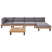 LOUNGE-SET 5-Sitzer Grau Frazzano - Hellbraun/Grau, Holz - Beliani